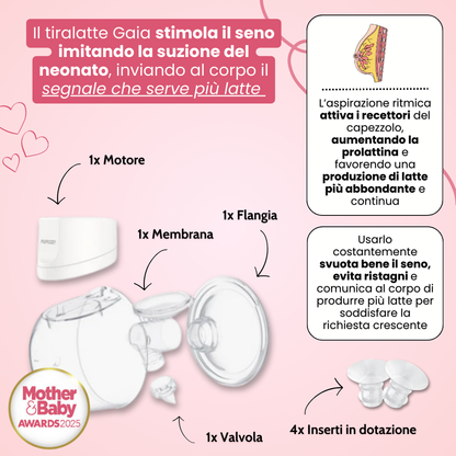 GAIA™ - Tiralatte Elettrico Indossabile | Aumenta la Produzione | Svuota il Seno e Allatta Senza Dolori