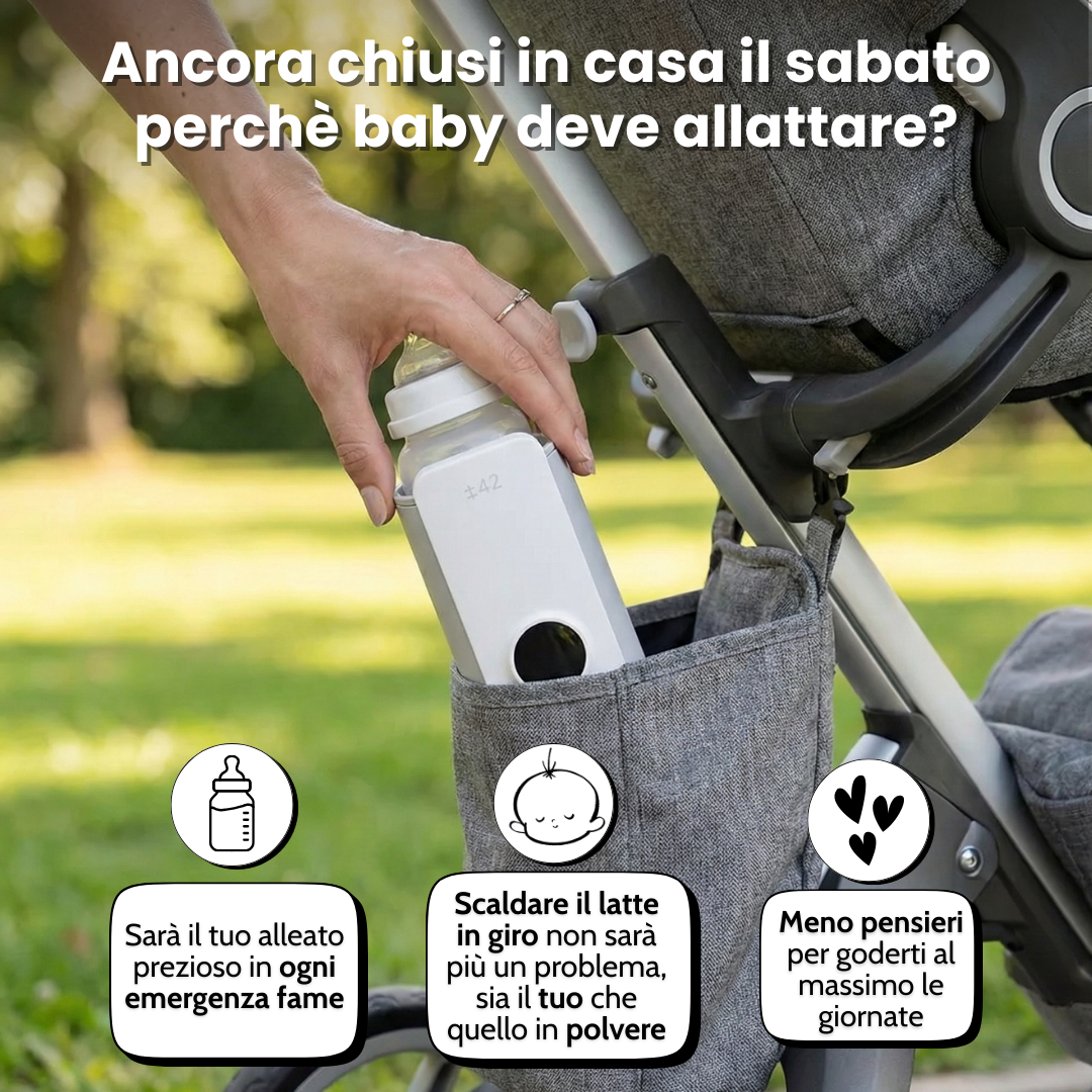 MILK&GO - Scaldabiberon Portatile per Latte Materno e in Polvere | Compatibile con Ogni Marca di Biberon | Scalda il Latte Fuori Casa Senza Sporcare