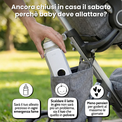 MILK&GO - Scaldabiberon Portatile per Latte Materno e in Polvere | Compatibile con Ogni Marca di Biberon | Scalda il Latte Fuori Casa Senza Sporcare