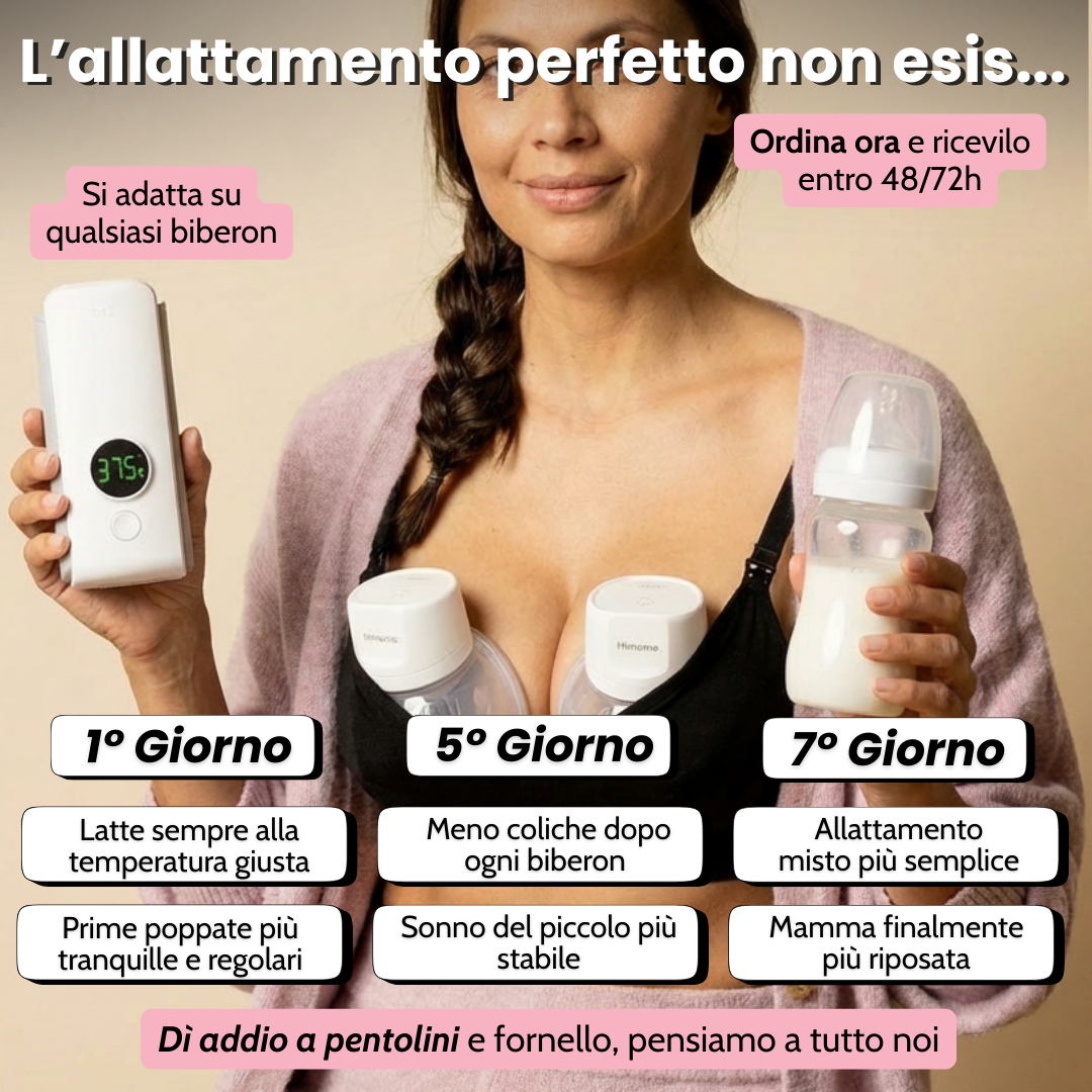MILK&GO - Scaldabiberon Portatile per Latte Materno e in Polvere | Compatibile con Ogni Marca di Biberon | Scalda il Latte Fuori Casa Senza Sporcare