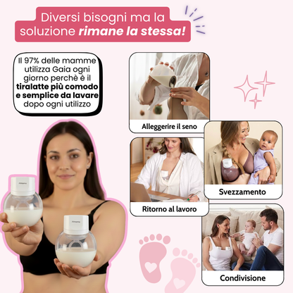 GAIA™ - Tiralatte Elettrico Indossabile | Aumenta la Produzione | Svuota il Seno e Allatta Senza Dolori