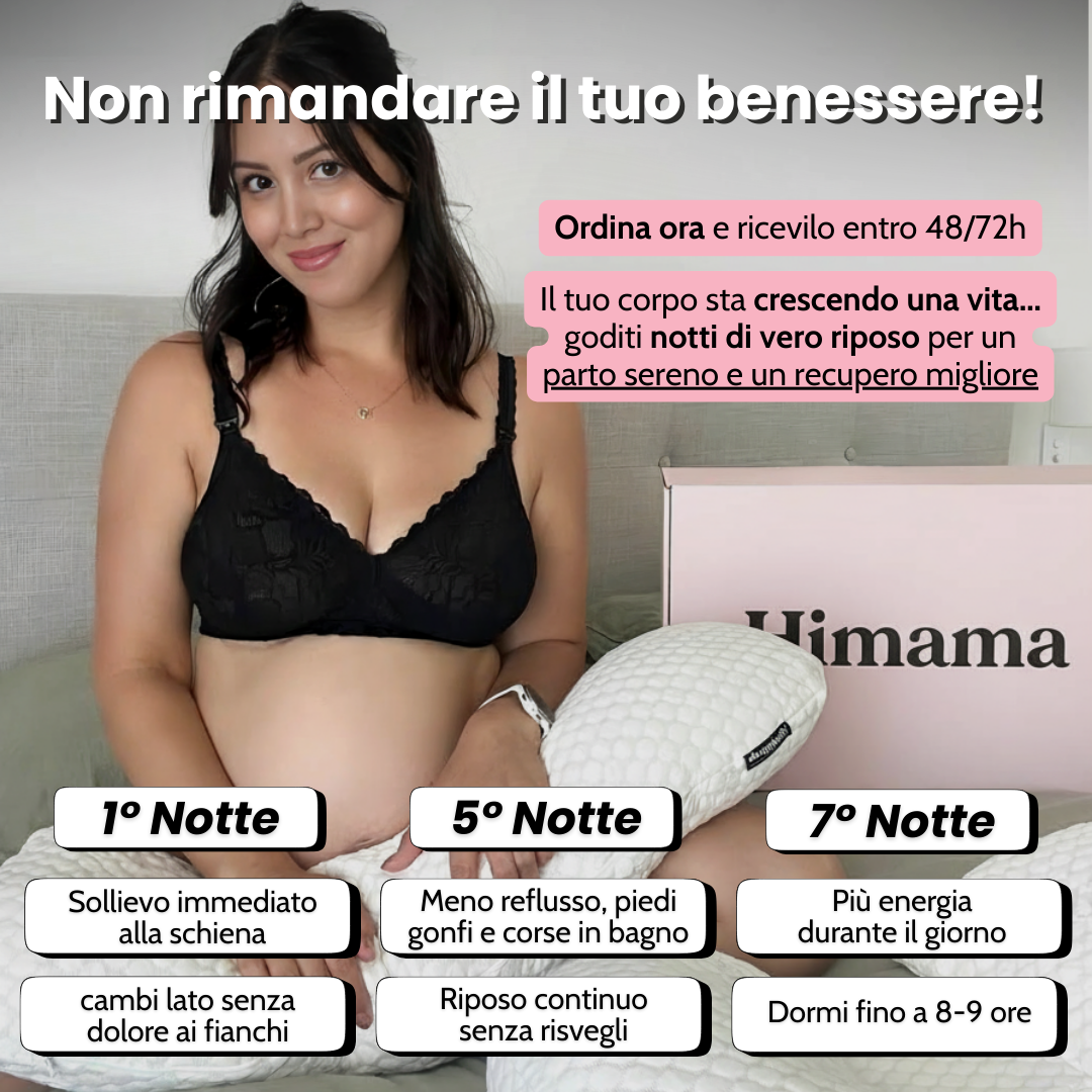 Design ergonomico del cuscino Hibump studiato per alleviare pressione su pancia e schiena