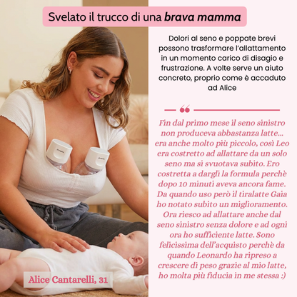 GAIA™ - Tiralatte Elettrico Indossabile | Aumenta la Produzione | Svuota il Seno e Allatta Senza Dolori