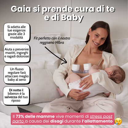 GAIA™ - Tiralatte Elettrico Indossabile | Aumenta la Produzione | Svuota il Seno e Allatta Senza Dolori