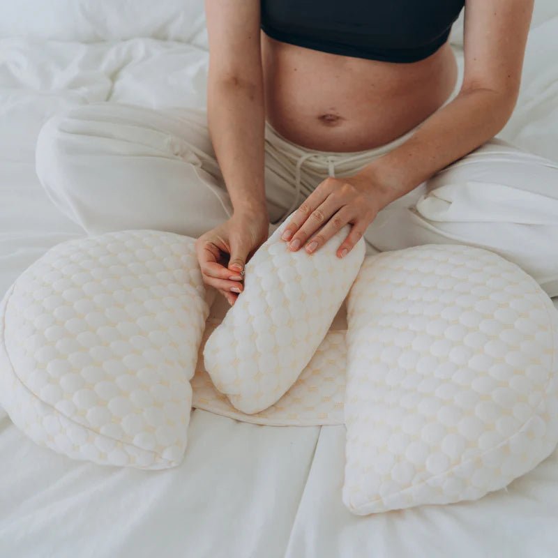 Cuscino a 3 pezzi per dormire sul fianco sinistro. Supporto ergonomico per alleviare sintomi gravidanza e sonno in sicurezza